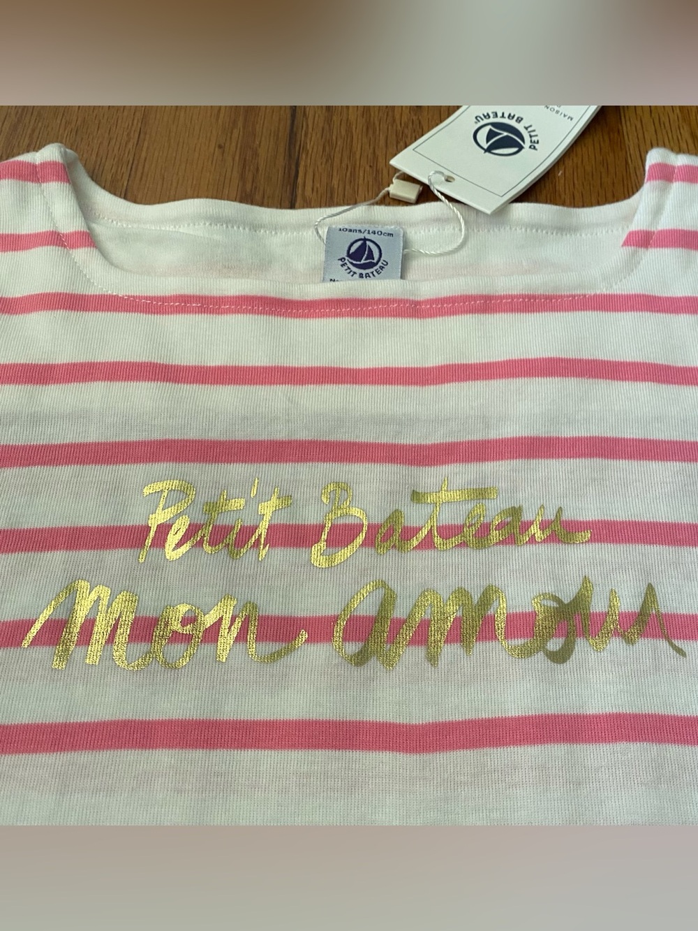Petit Bateau Striped Short Sleeve Mon Amour Tee - Picture 4 of 8